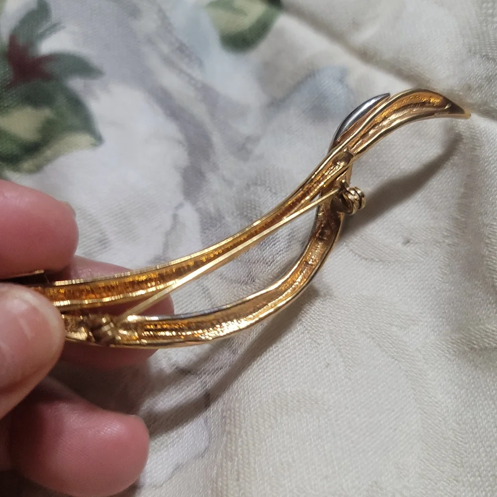 Vintage Modern Abstract Brooch Pin Gold & Silver Tone 4